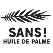 Un logo en forme de feuille de palme avec la notion "sans huile de palme"