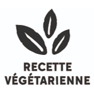 Un logo avec 3 feuilles avec la notion "recette végétarienne"