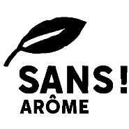 Un logo en forme de feuille avec la notion "sans arôme"